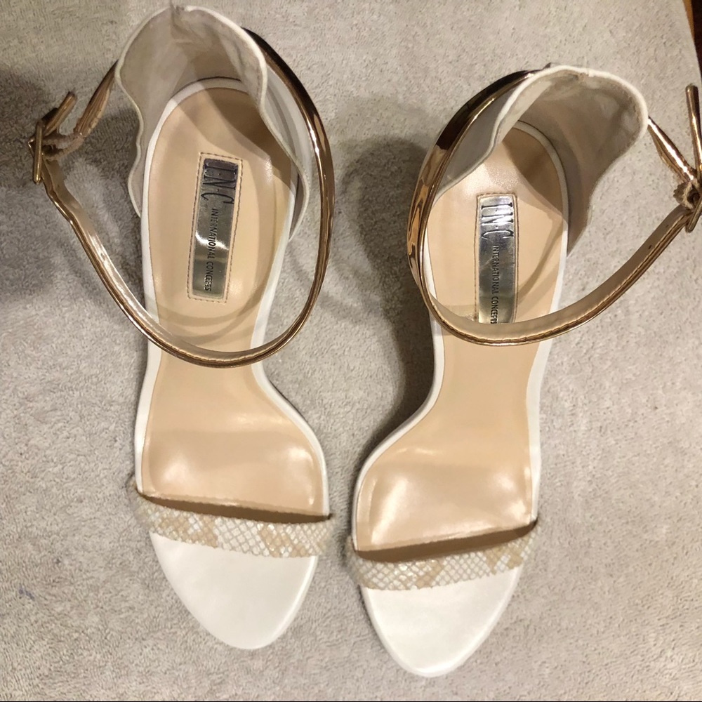INC International Concepts White and Blush Strappy Stiletto Heels - Picture 6 of 6